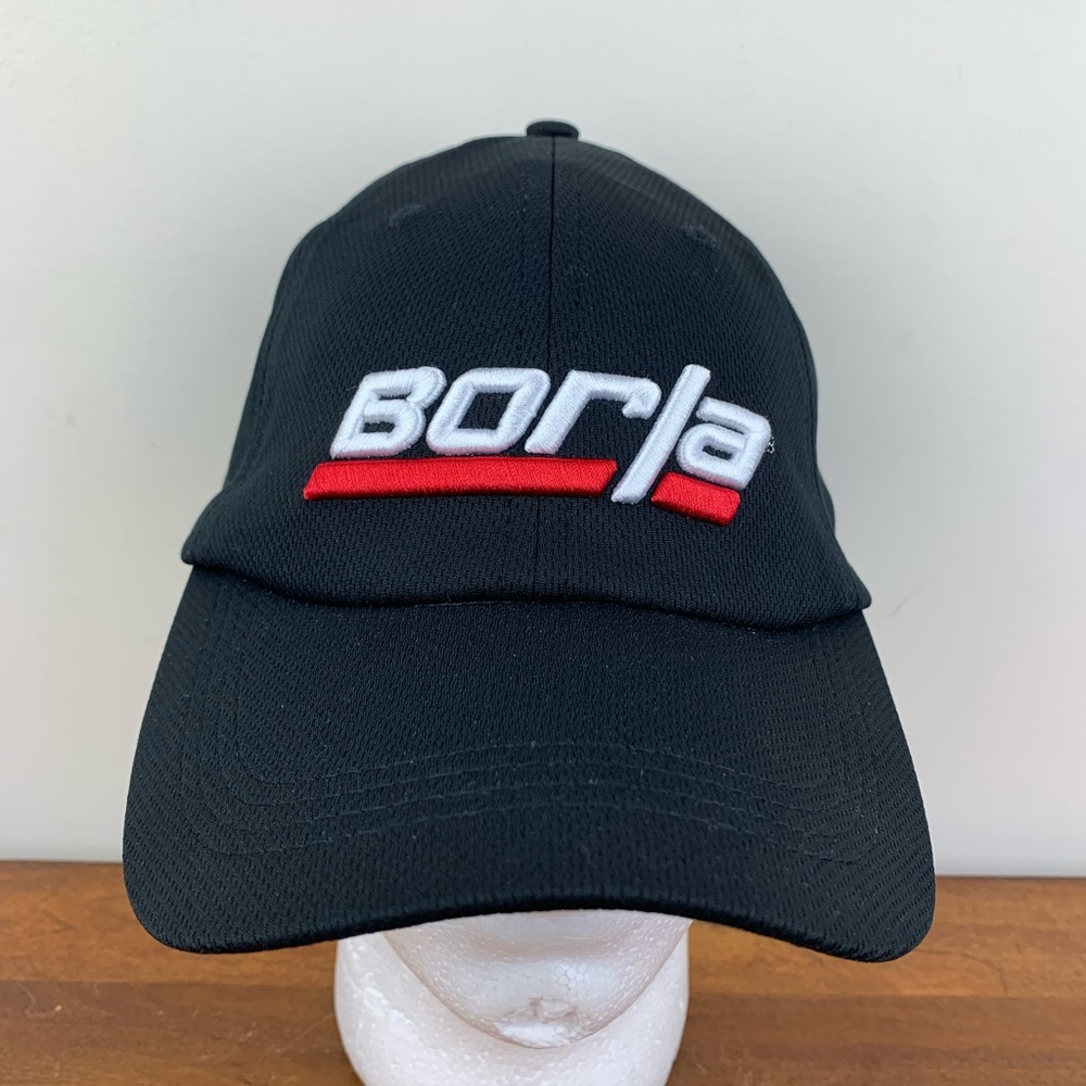 Borla Exhaust Embroidered Black Adjustable Strapback Hat Cap Hook & Loop OSFA